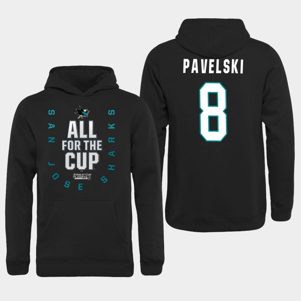Men NHL Adidas San Jose Sharks 8 Pavelski black hoodie